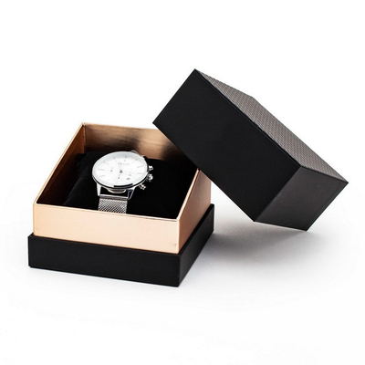 Cadeau de boîte de montre de CMYK 4C empaquetant le couvercle noir de poignet et l'ODM d'OEM inférieur de boîte