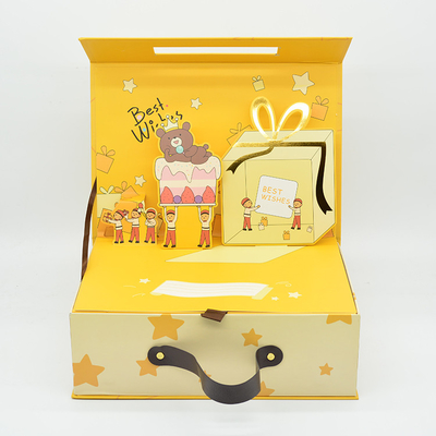 La valise faite sur commande en gros d'anniversaire a formé des boîte-cadeau de carton d'aimant de boîte-cadeau d'enfants avec le bruit 3d et les manipule