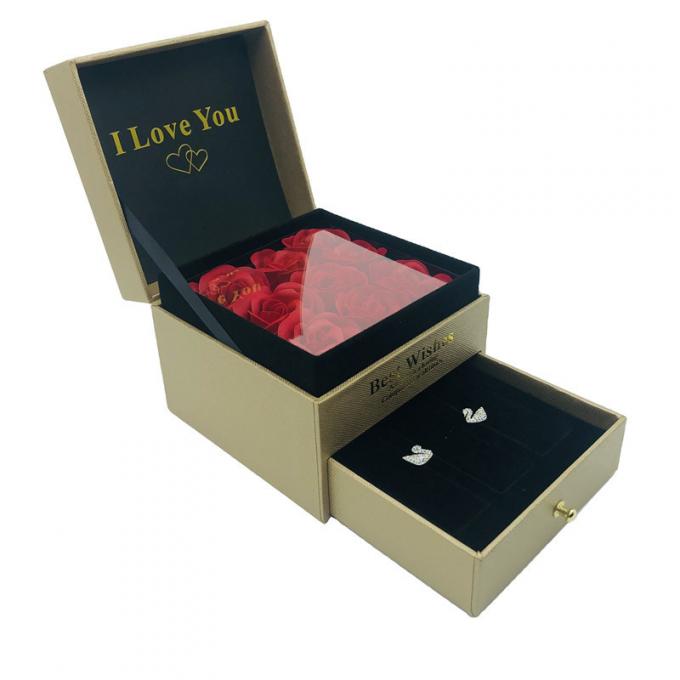 La fleur de carton de tiroir enferme dans une boîte le boîte-cadeau de luxe de fleur d'impression offset 1