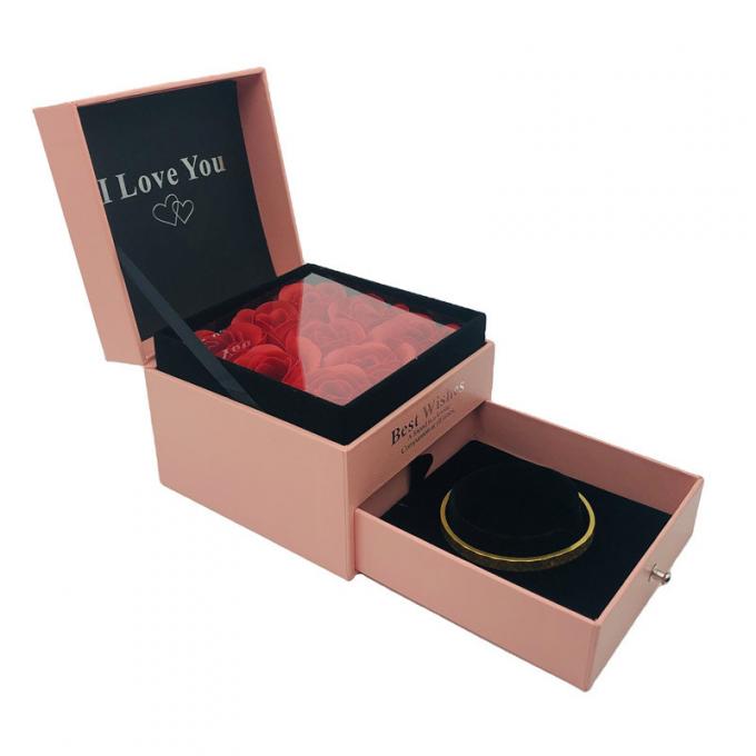 La fleur de carton de tiroir enferme dans une boîte le boîte-cadeau de luxe de fleur d'impression offset 0