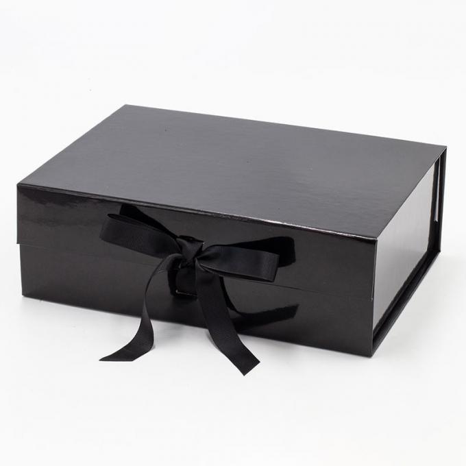 Vernis brillant de 2mm de boîte-cadeau durs noirs d'habillement avec la poignée de ficelle 1