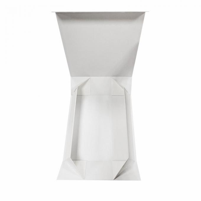 Boîte de papier plate adaptée aux besoins du client blanche de Flip Top String Ribbon Handle de boîte de cadeau de ruban de papier de boîte-cadeau durs pliables de carton 1