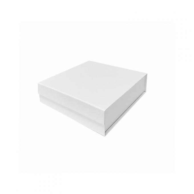 Boîte de papier plate adaptée aux besoins du client blanche de Flip Top String Ribbon Handle de boîte de cadeau de ruban de papier de boîte-cadeau durs pliables de carton 0