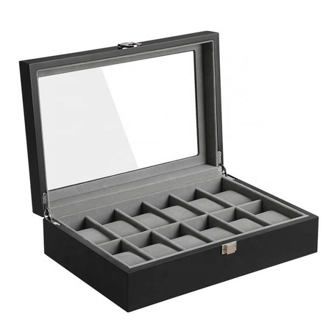 Boîte à bijoux en verre EVA Insert de montre de cadeau de conseil de forces de défense principale de bois dur 0