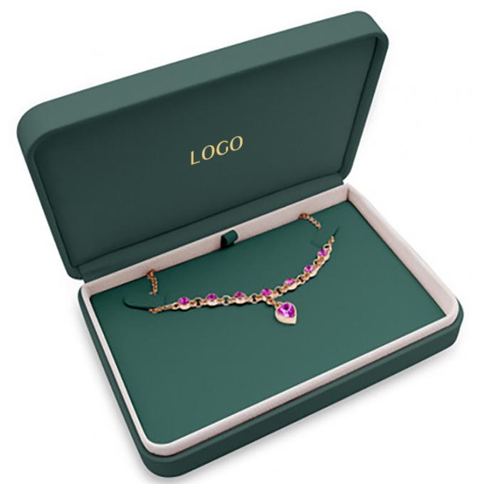 ODM d'OEM de empaquetage de boîtes de bijoux de luxe en cuir verts d'unité centrale de velours 2