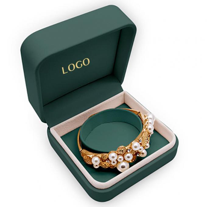 ODM d'OEM de empaquetage de boîtes de bijoux de luxe en cuir verts d'unité centrale de velours 1
