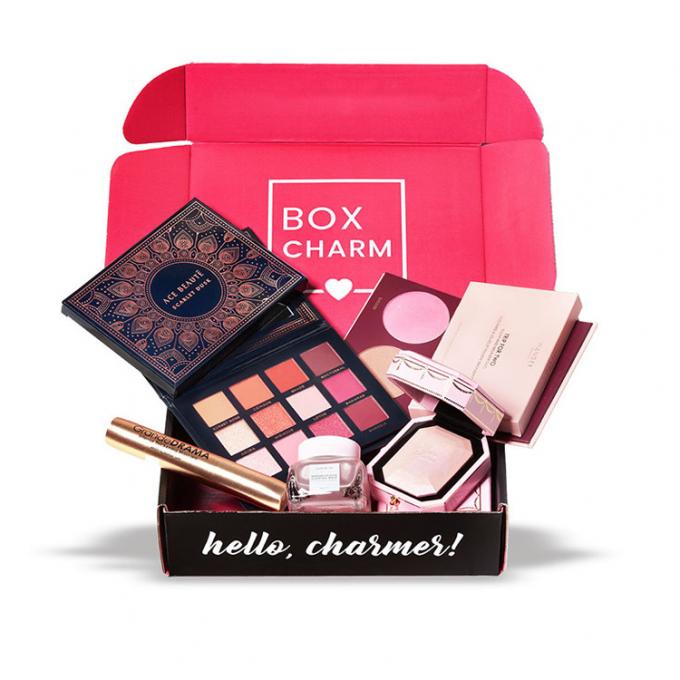 Revêtement aqueux de Flip Cosmetic Packaging Paper Box de carton rose de pdf AI 3